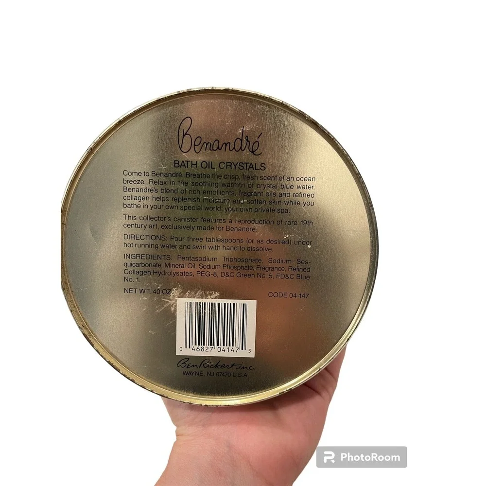 Vintage Benandre Bath Oil Crystals Ben Ricket Tin‎ Used RARE 6
